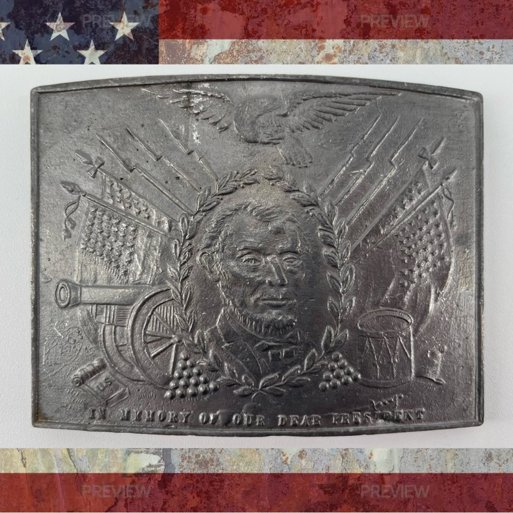 President Abraham Lincoln Primitive Revolutionary War Union Steel Belt Buckle